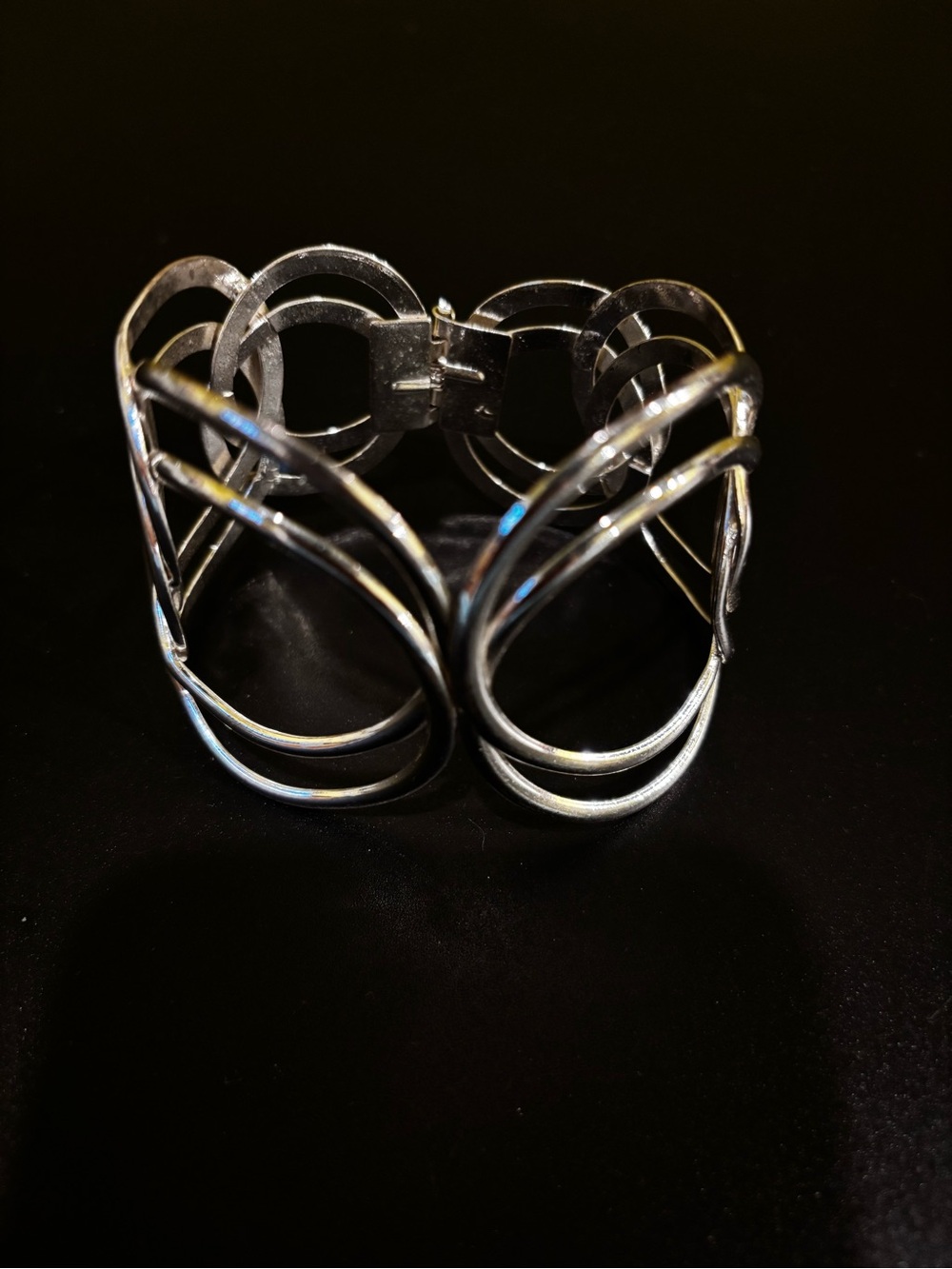 Silver Openwork Cuff Bracelet - Women's Fashion Jewelry